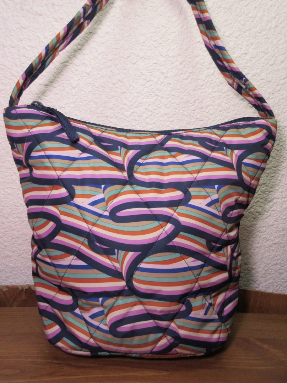 Vera Bradley Quilted Shoulder Bag in Purple Stripe Swirl